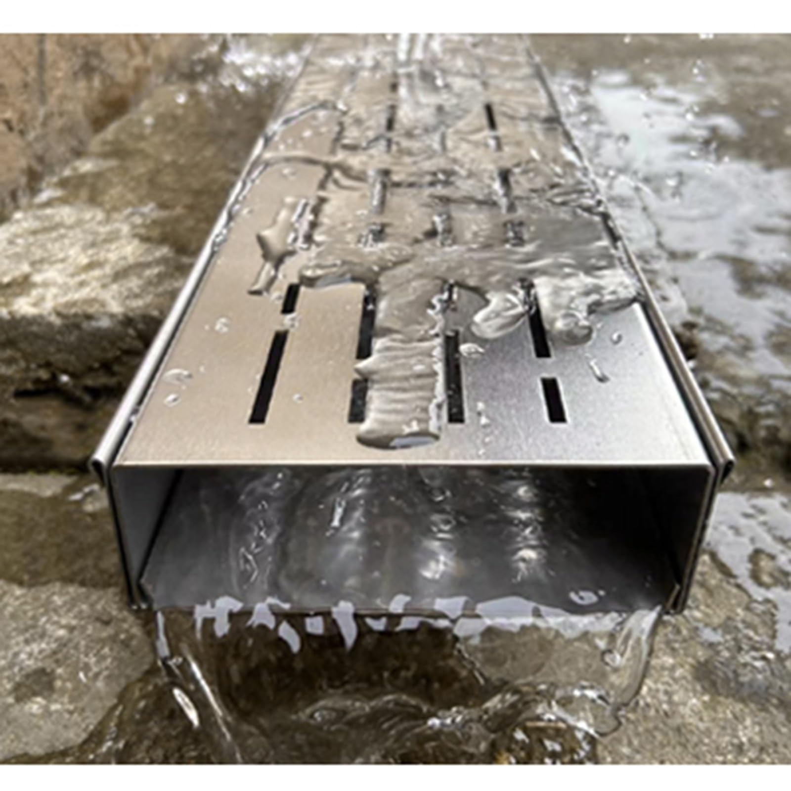 Canal de drainage de tranchée métallique avec grille amovible pour terrasse - 3,5x3 cm