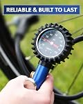 Presta Valve Adapter Pump with Removable Schrader to Presta Valve Air Chuck – Accurate Bike Tire Inflator & Pressure Gauge for Air Compressor, 100 PSI