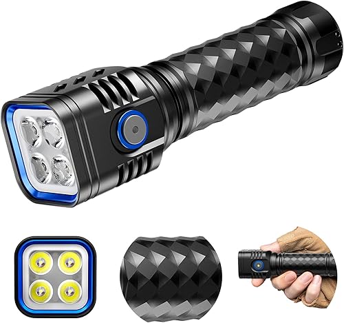 Miniatura 9 de Paquete de 2 linternas recargables de alto lúmenes, 2000 mAh, linterna LED súper brillante, linterna de bolsillo de metal de mano USB C, pequeña luz