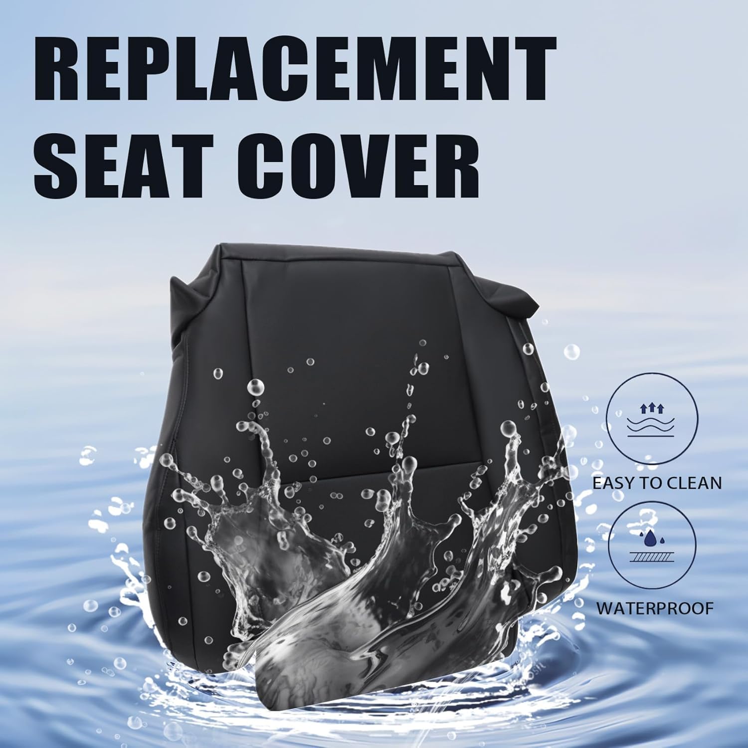 Priprilod Black Non-Perforated Driver Side Bottom Replacement Leather Seat Cover #10 Compatible with Toyota Tundra 2007 2008 2009 2010 2011 2012 2013