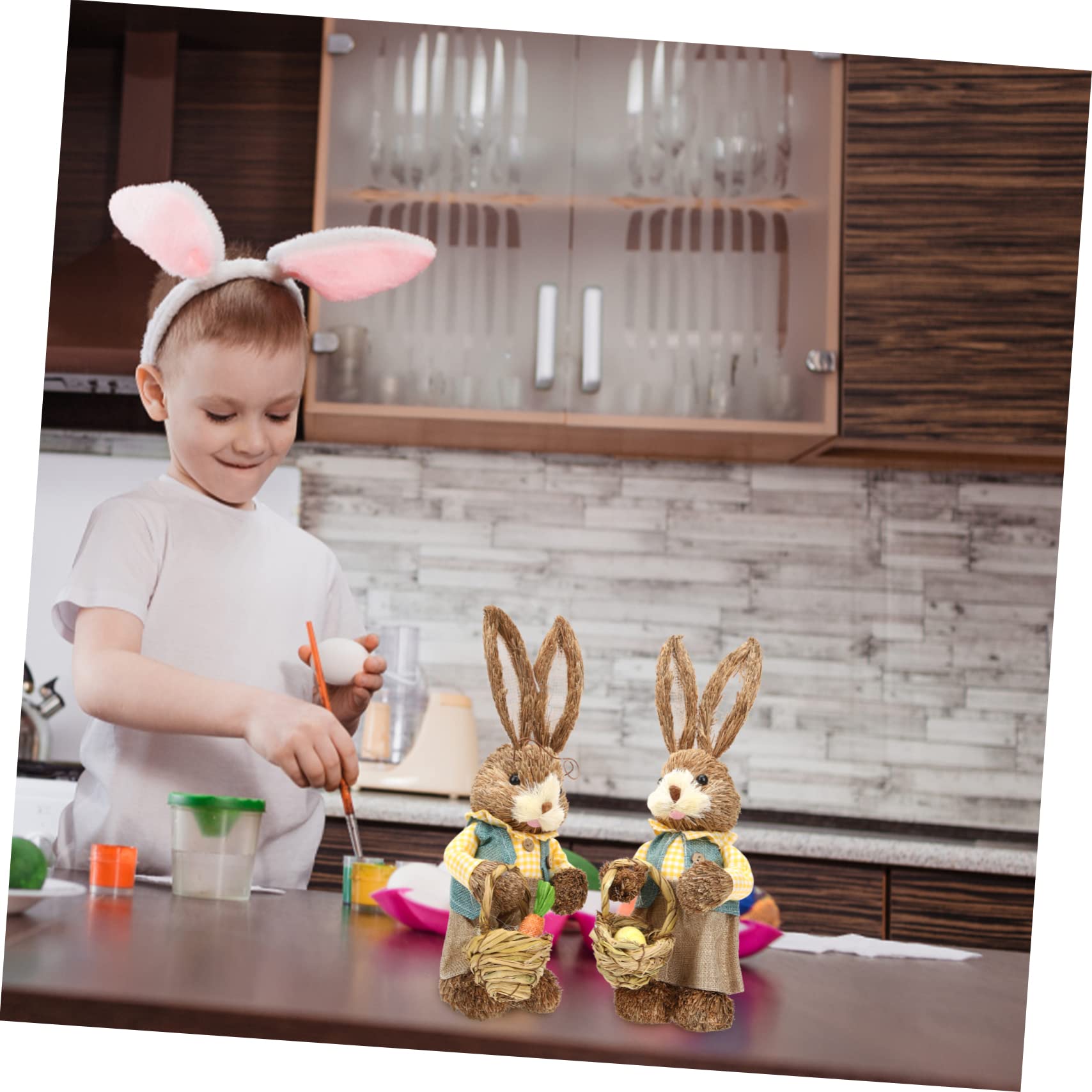 STOBAZA 4stücke Handgefertigte Hasenfiguren Aus Deko-Elemente Für Garten Und Ostern Niedliche Osterhasen Ornamente Für Kinderzimmer Und Frühlingsfest-Dekoration