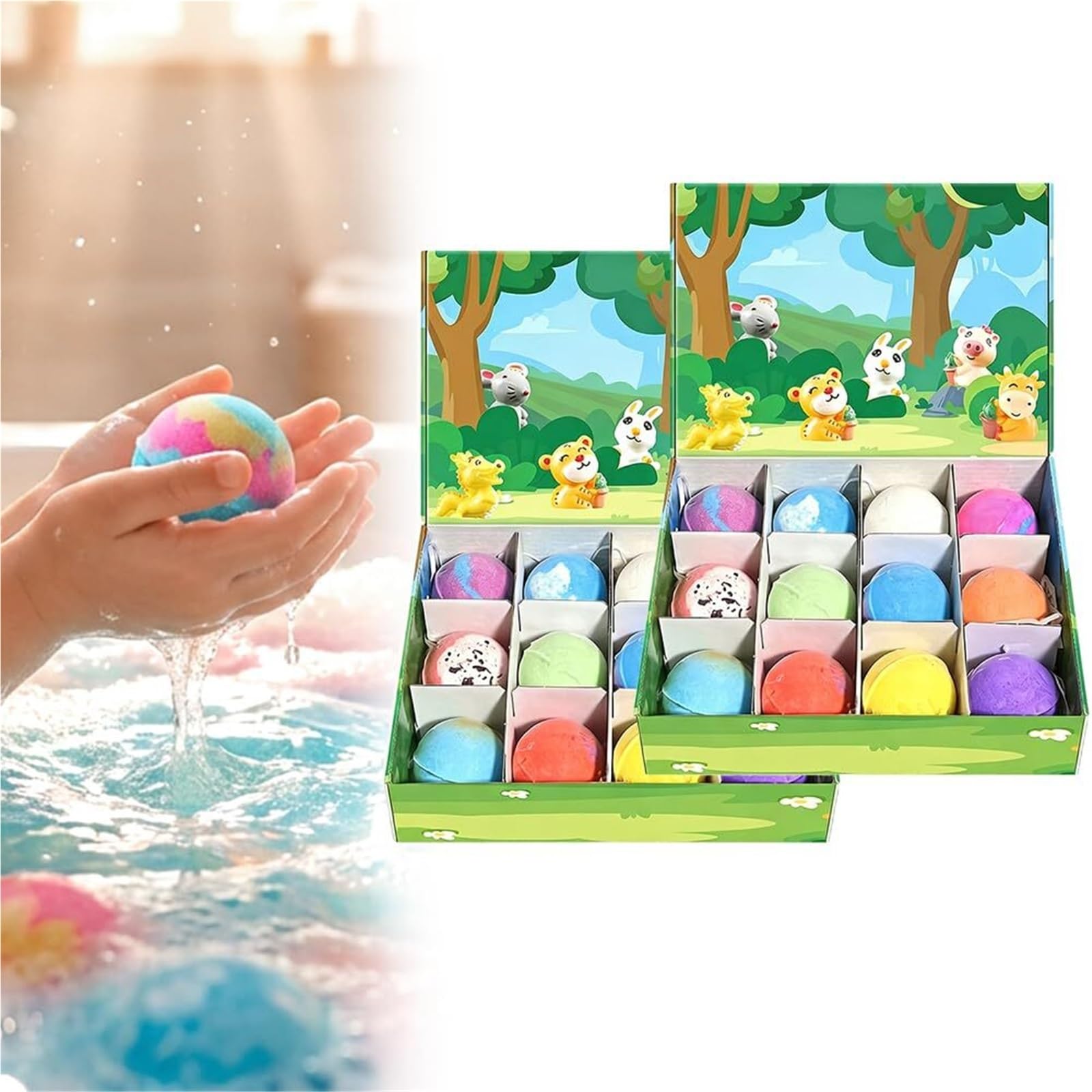 Bombas De Baño For Niños, Set De Regalo De Bombas De Baño Naturales Y Orgánicas Con Sorpresa En El Interior For Limpiar, Hidratar, Relajar Y Suavizar La Piel(24pcs)