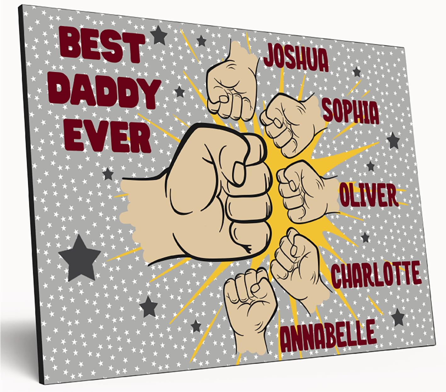 Personalised Fist Bump Sign Custom Wooden Print A4 Plaque Fun Gift Sign for Dad, Grandad, Uncle Wall Art Desk Office Home Décor