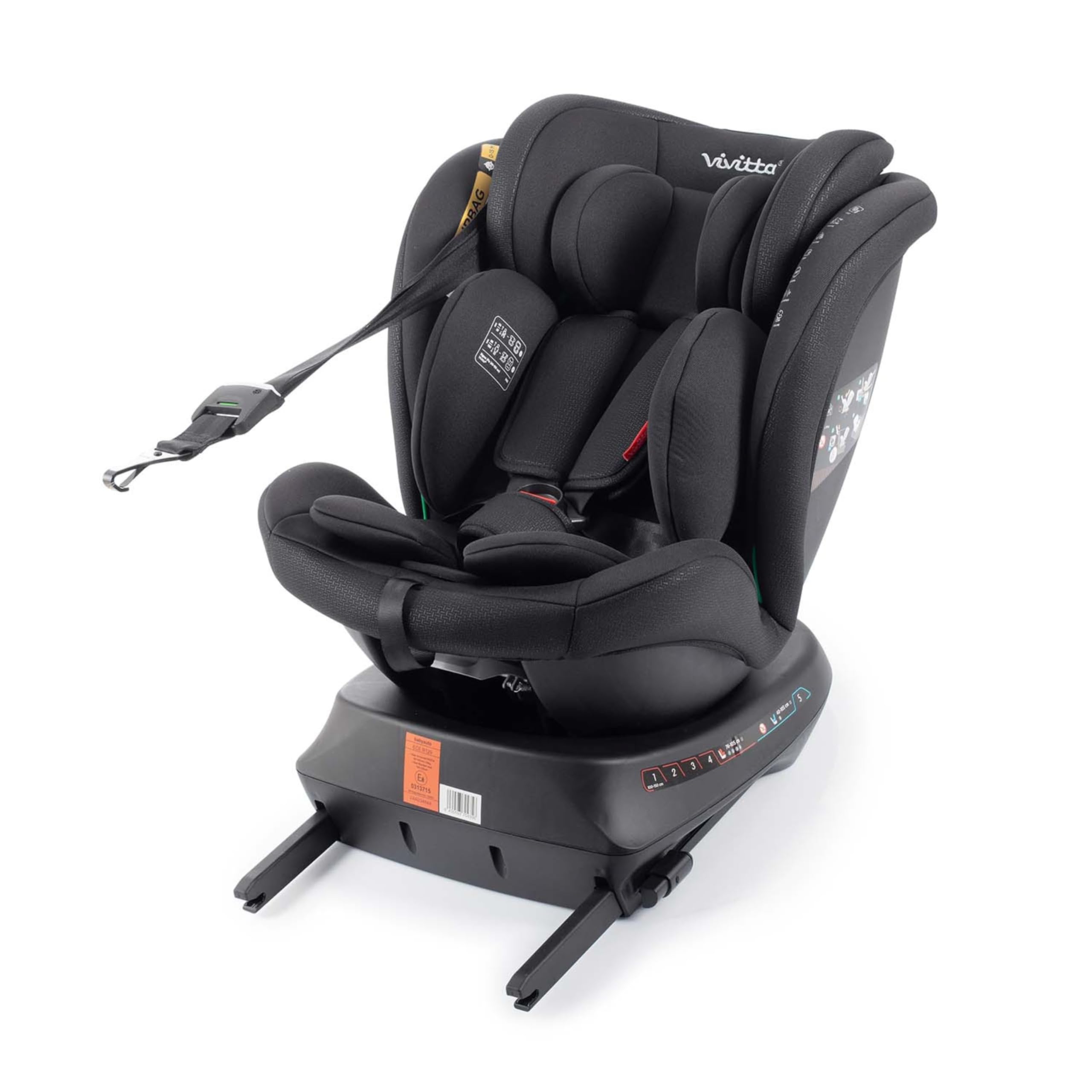 Silla de Coche Sigma i-Fix i-Size 40-150 cm, Rotación 360°, A Contramarcha hasta 105 cm, ISOFIX + Top Tether, Protección Lateral, Reclinable – BLACK CROSS
