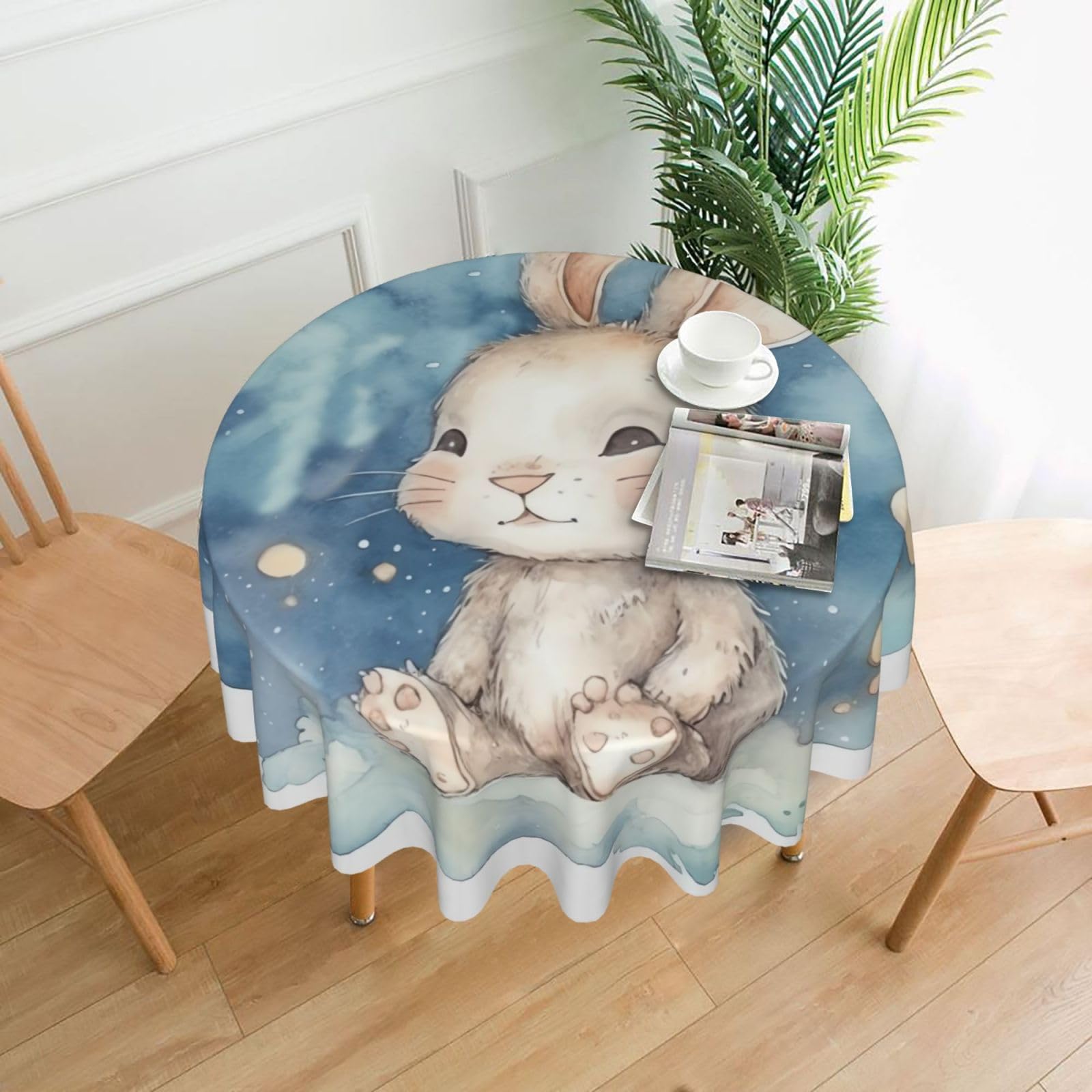 Nappe ronde lapin pour pique-nique et décoration de fête