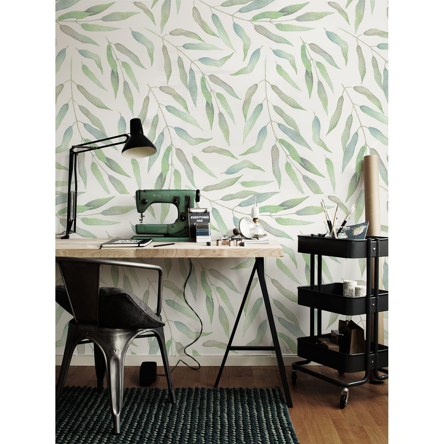 Papier peint feuilles haut de gamme en latex Coloray 152x104cm pour une décoration murale raffinée