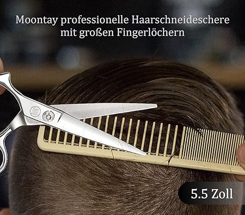 Miniatura 6 de Moontay Tijeras de corte de pelo de 5.5 pulgadas con agujeros grandes para los dedos, tijeras profesionales de peluquero, tijeras de corte de pelo
