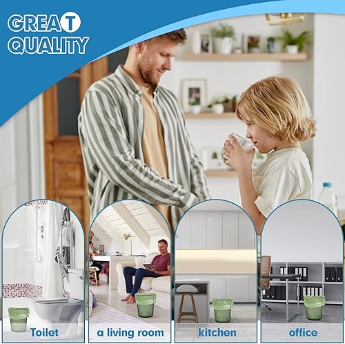 Miniatura 8 de Aklyaiap - 180 bolsas de basura pequeñas resistentes a desgarros y fugas, bolsas de basura para baño sin perfume, bolsas de basura biodegradables