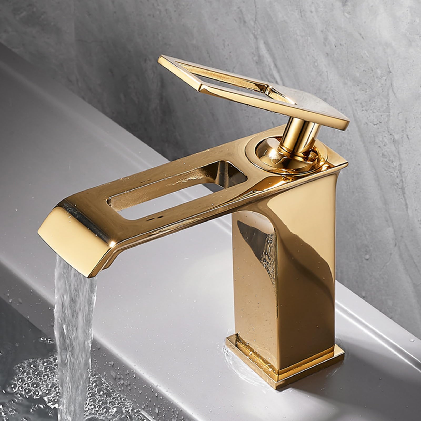 ANVLOJRIH Bathroom Sink Taps Basin Mixer Tap Waterfall Basin Sink Mixer Tap Hot and Cold Mixer Tap Bathroom Gold