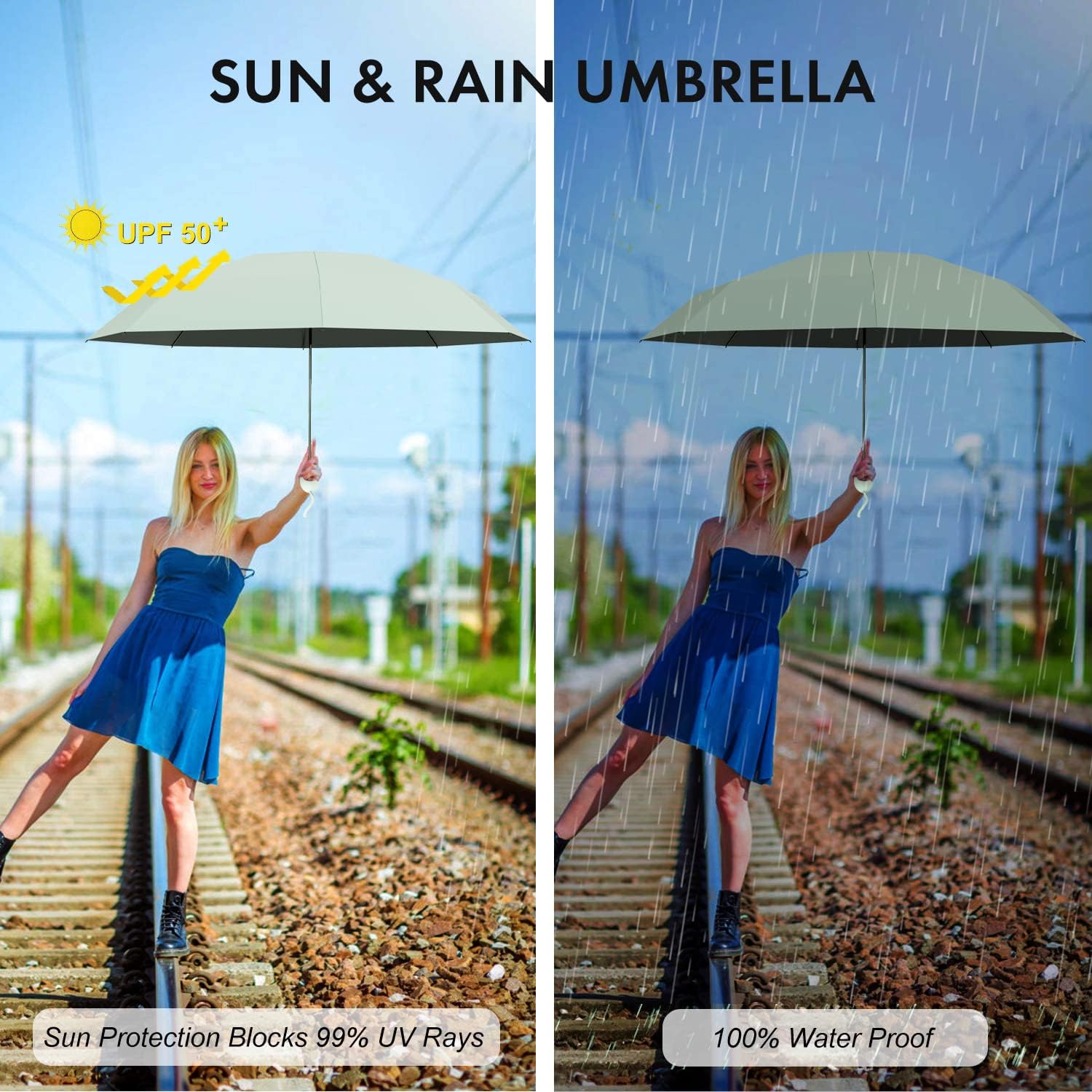 Miniatura 6 de Xiuying Feng Mini Travel Umbrella, Small Compact Portable Umbrella for Sun and Rain, Windproof Parasol with 99% UV Protection for Women and Men