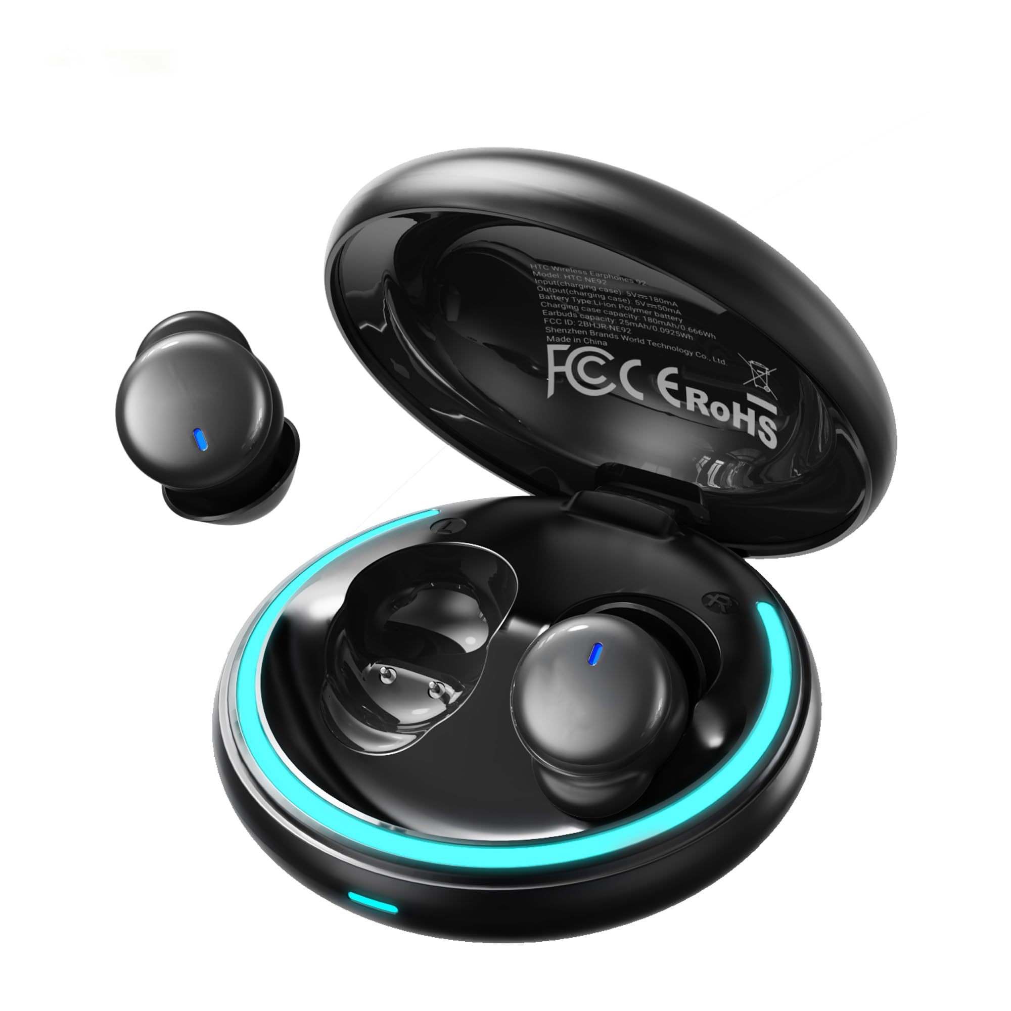 NE92 Sleep Earbuds, Ultra-Mini Side Sleeper Earbuds 3g, Bluetooth 6.0 Wireless Earbuds, 40H Playtime, Hi-Fi Stereo Sound, Invisible Mini Earplugs for Side Sleepers, Small Ears, Travel & Work-Black