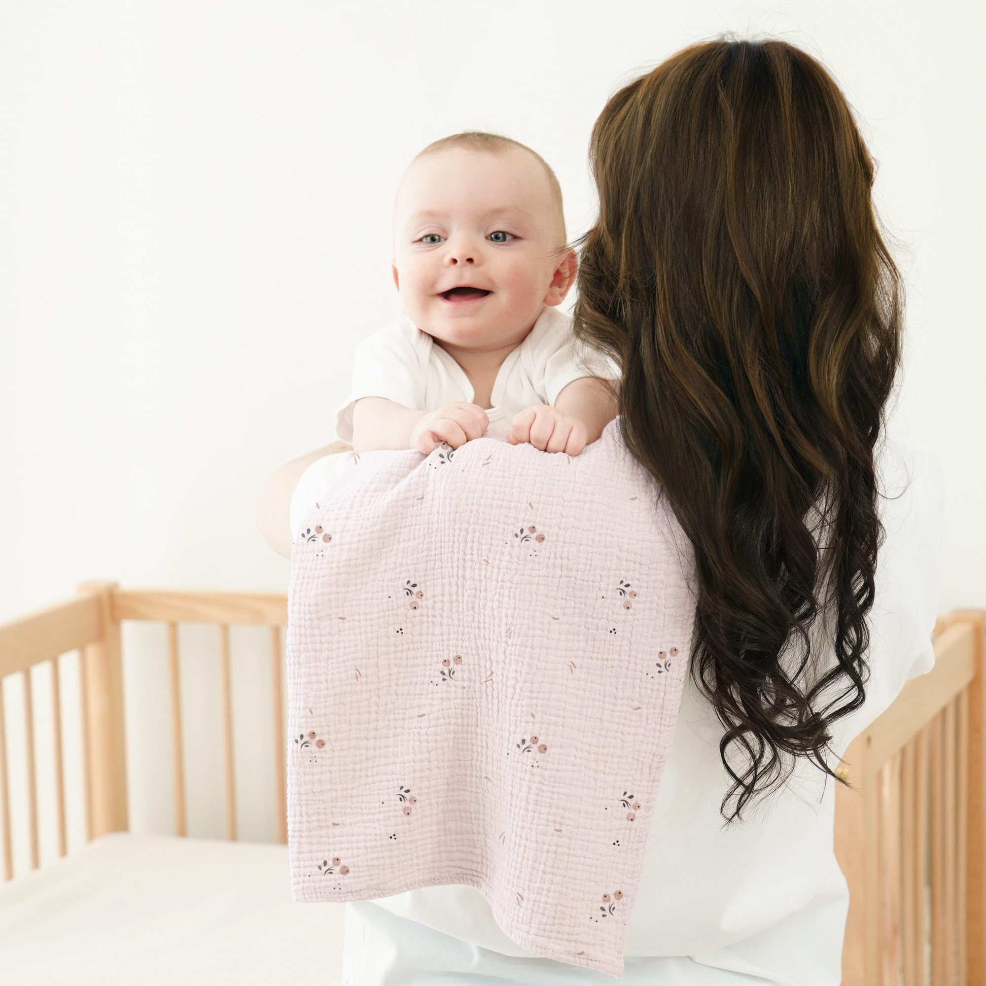 bearmoss Langes Coton BéBé, Absorbant Respirant pour Nouveauné Peau Sensible pour Unisexe Bébé Filles et Garçons Lot 3 de Mousseline de Coton 60x60cm (Rose)