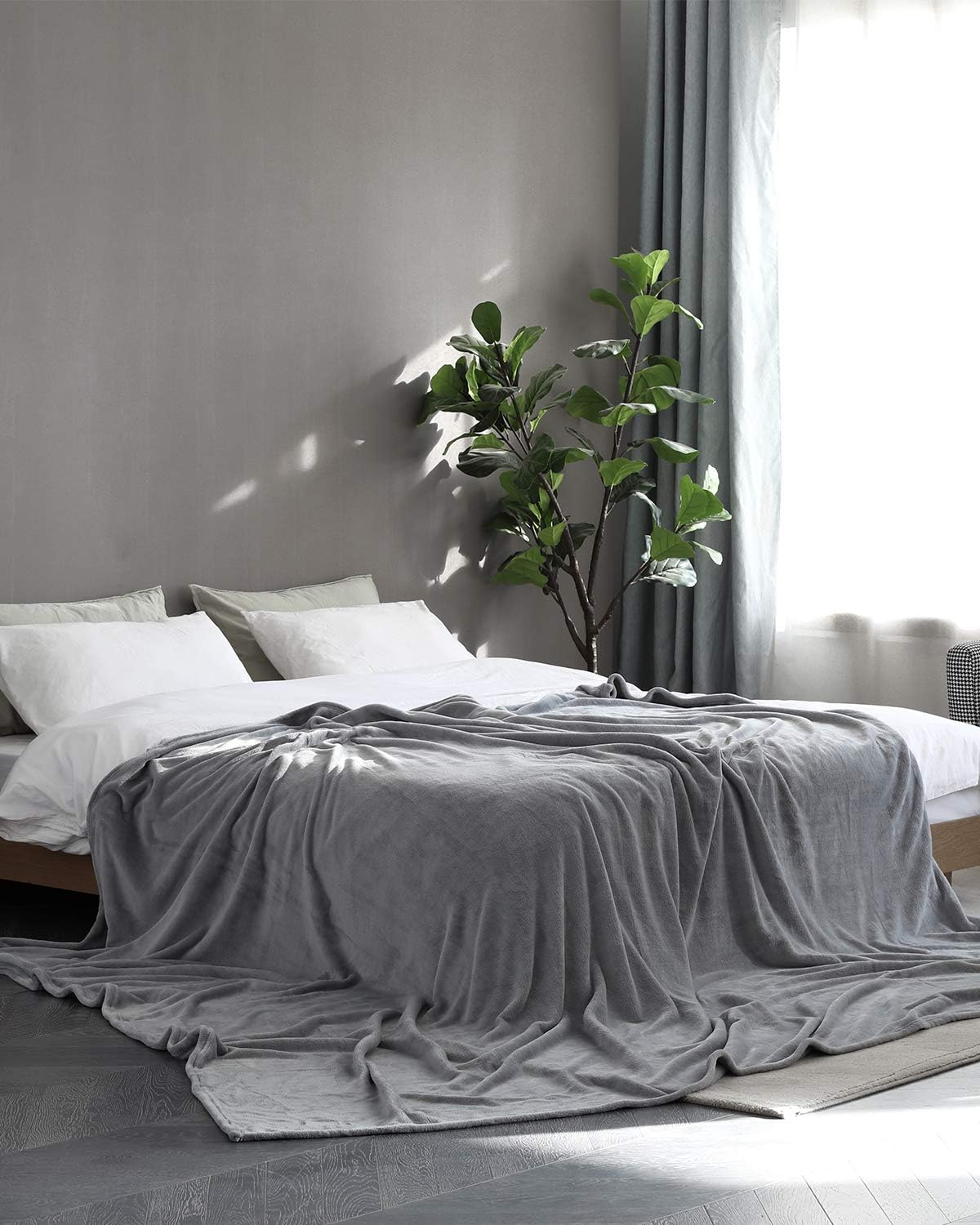 KMUSET Fleece Blanket Grey Queen Size Lightweight Cozy Plush Microfiber Solid Blanket Factory Shop - Image 3