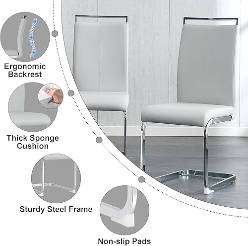 Miniatura 5 de Juego de mesa de comedor de vidrio de 71 pulgadas para 6, mesa de comedor de vidrio moderno, tablero de vidrio templado de 0.39 pulgadas de grosor,