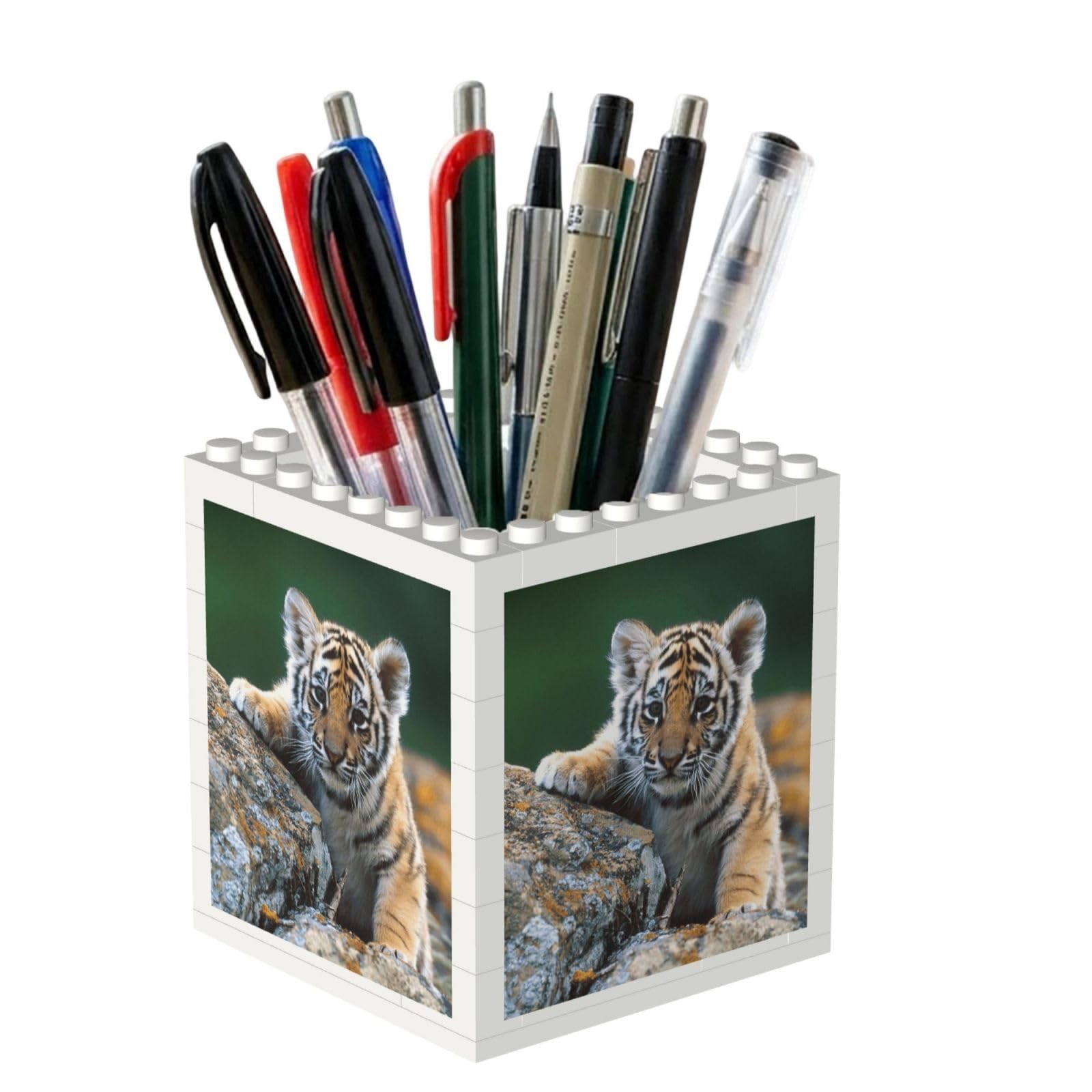 Poadnly Cute Tiger, Pen Pot Pencil Holder for Office Home School, Compact Desk Organiser for Office Stationery