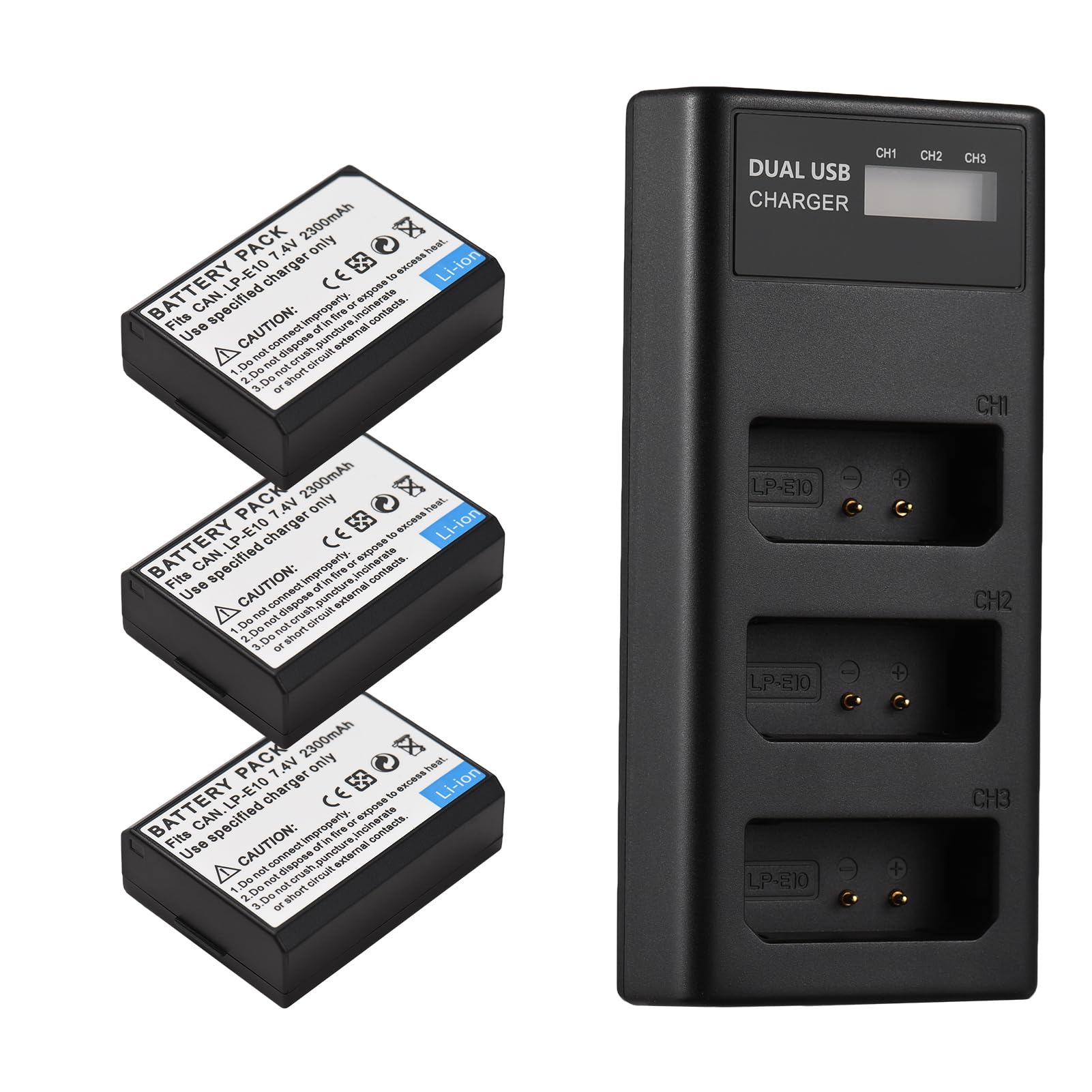 Mtlavis hness LP E10 Akku-Ladegerät Kit DREI Slot-Ladegerät mit LED-Anzeigen und Mehreren Ladegeräten für Rebel Digital kameras Ideal für Profession Elle und Amateur-Fotografen