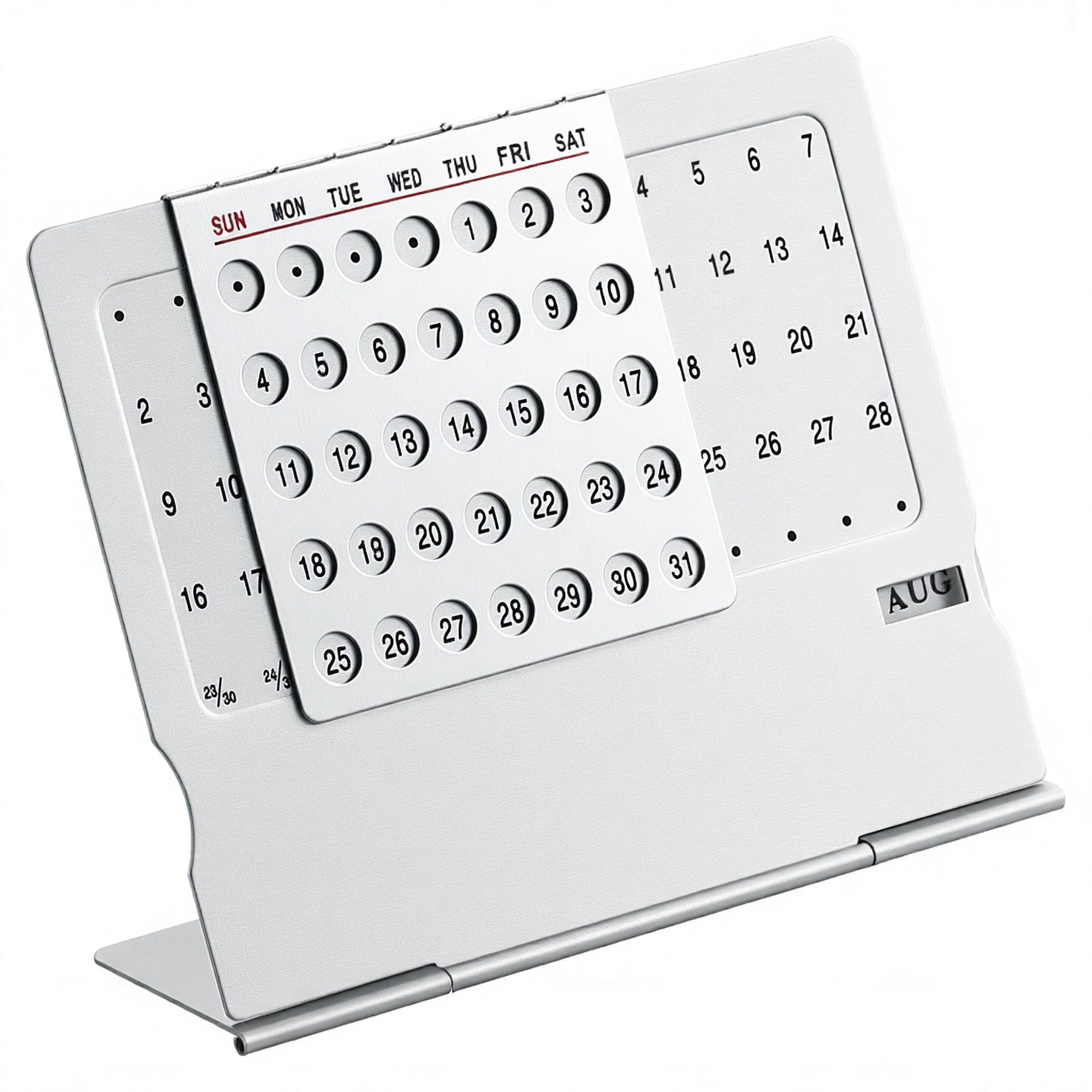 Li&Zhao Mini Desktop Perpetual Calendar - Durable Stainless Steel Portable Desk Organizer Elegant Perpetual Desk Calendar for Home, Office, Modern Perpetual Calendar Desk Accessory Adjustable Design 2 Pieces
