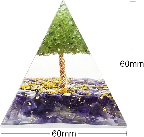 Miniatura 2 de Mookaitedecor - Piedra de cristal de peridoto y cornalina con forma de pirámide para proteger el equilibrio de los chakras y reiki