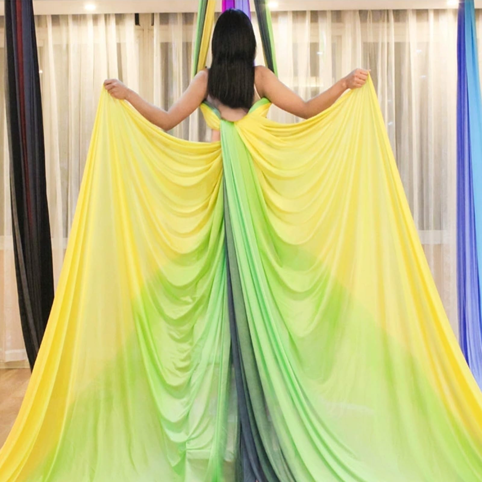 Generisch Yoga-Schaukel, Aerial Yogatuch, Yoga Vertikaltuch, Schaukeltuch, Yogatuch Zum Aufhängen, Trapez Schaukel, Yogatücher, Aerial Silks für den Innen- und Außenbereich(5M*2.8M)(Farbe A)