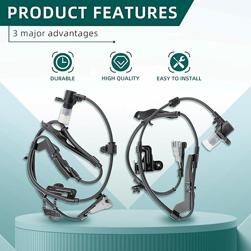 Miniatura 6 de AUTOKAY Sensor de velocidad de rueda ABS delantero izquierdo del lado del conductor y del pasajero derecho para Toyota Sequoia Tundra 2000-2007 2