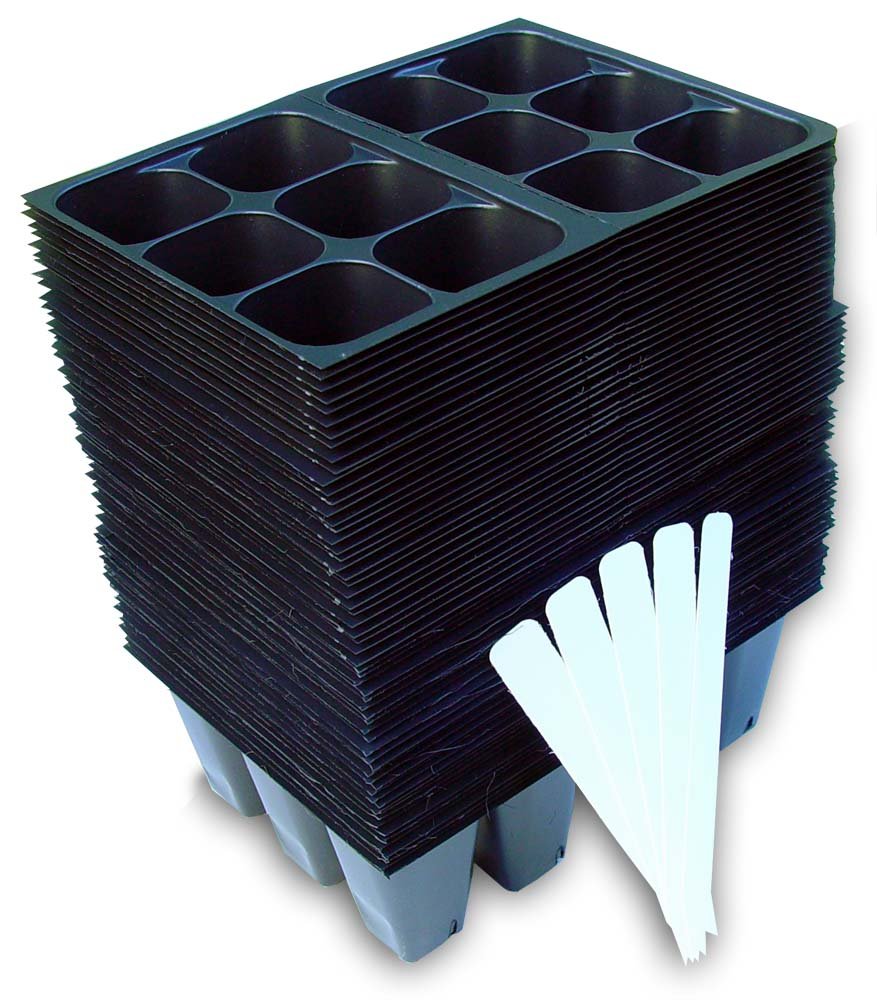 Seedling Starter Trays, 720 Cells: (120 Trays; 6-Cells Per Tray), Plus 5 Plant Labels