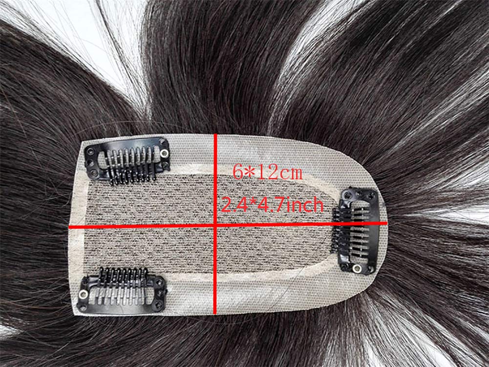 Remy Human Hair Toppers with Clip, 2.4"x 4.7" Silk Base Wiglet Wiglet Hairpiece for Women with Thinning Hair, 8" Brown