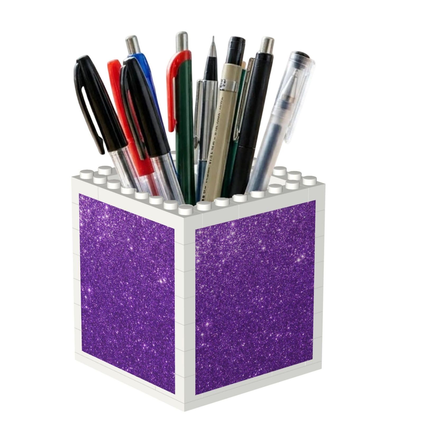 Poadnly Purple Glitter, Pen Pot Pencil Holder for Office Home School, Compact Desk Organiser for Office Stationery