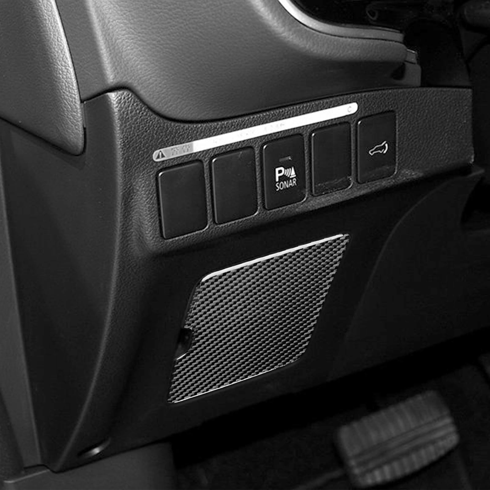 Car Interior Decoration Accessories Main Driver Storage Box Carbon Fiber Trim Sticker Compatible with Mitsubishi Outlander 2014 2015 2016