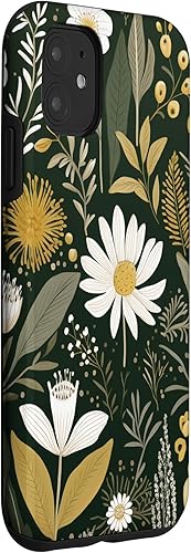 Vista 18 de Funda botánica retro para iPhone 11 Pro Max con diseño botánico bohemio y verde oliva