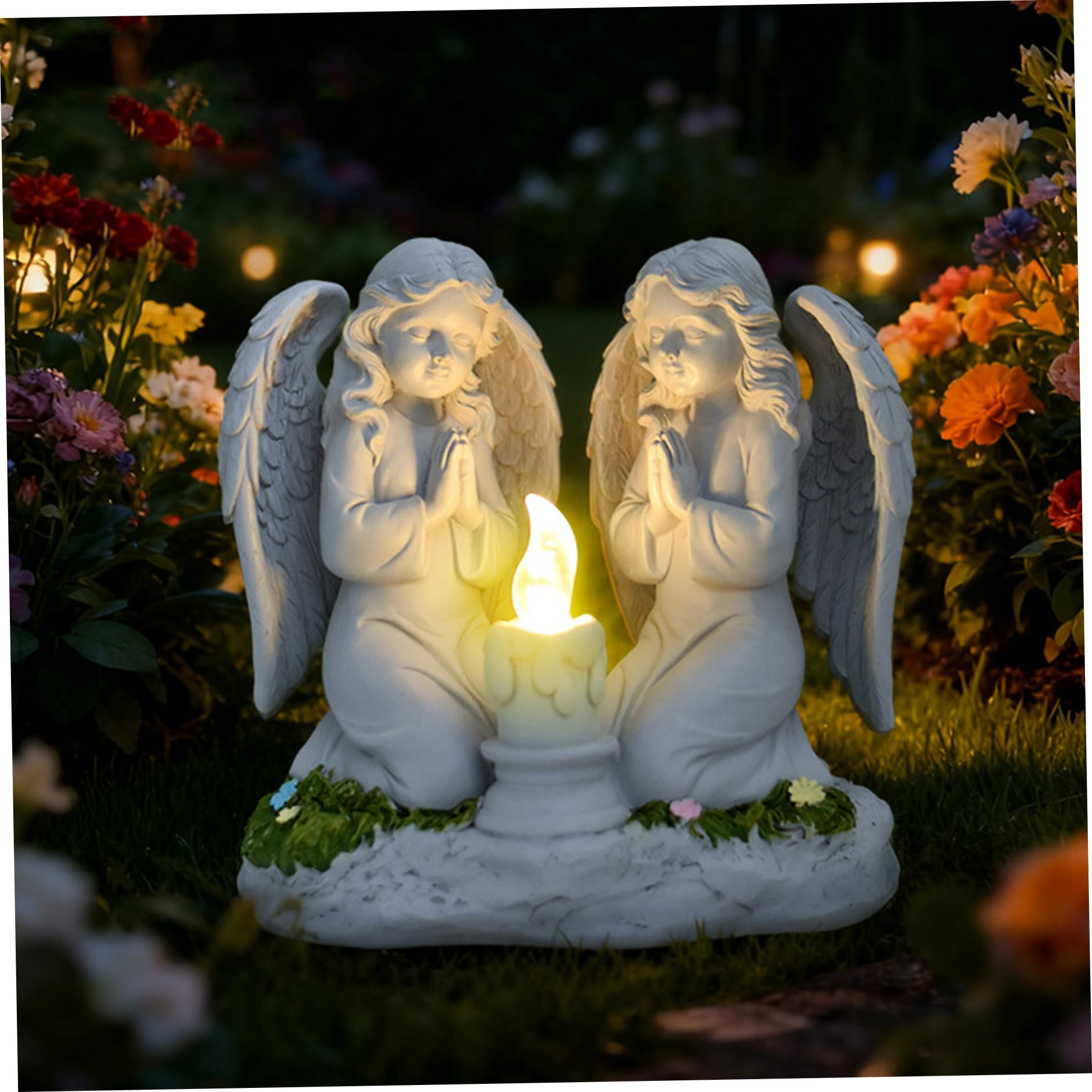Statue di angeli Angelo che prega Luci solari Giardino esterno Statue da giardino in resina per cortile Patio Prato cimitero 6, 5x6, 5x4, 9 pollici Stile 2, Luci solari per esterni