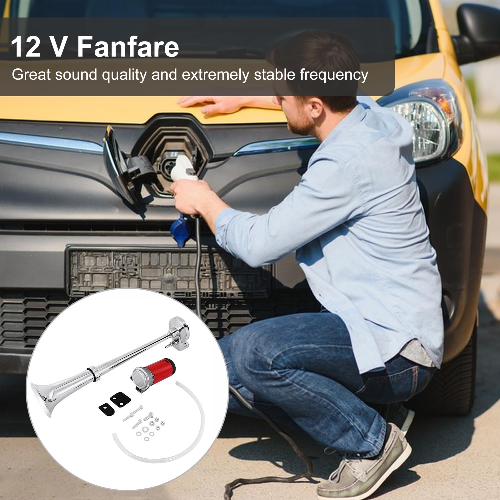 Cerioll Klaxon À Air, Klaxon Voiture Air Horn, Avertisseur Sonore Voiture, Avec Compresseur D'air, 12V, 150db, Super Fort, Pour Moto, Bateau, Camion, Train