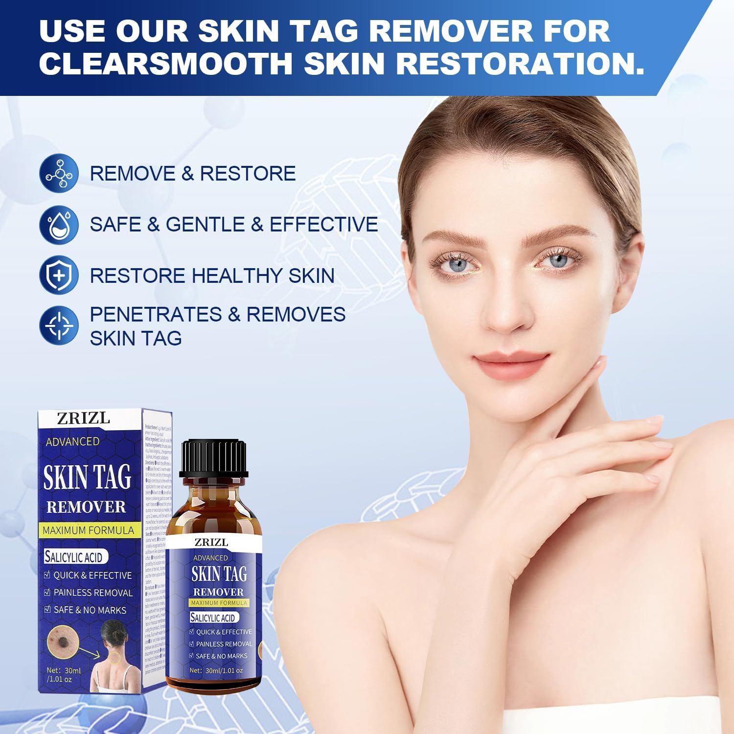 Fast-Acting Skin Tag Remover for Body and Neck - Natural, Mild Salicylic Acid Formula, Use a Brush applicator Skin tag Remover Precisely and painlessly and Quickly.Safe for Sensitive skin30ML - Image 5