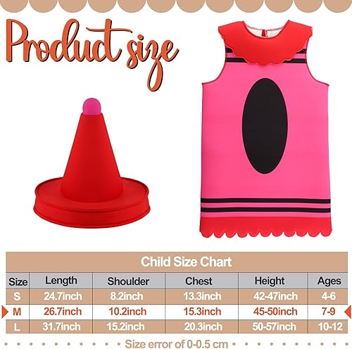 Miniatura 2 de Hercicy Disfraz de crayón para niños, sombrero de crayón y vestido de túnica para niñas pequeñas para Halloween Cosplay