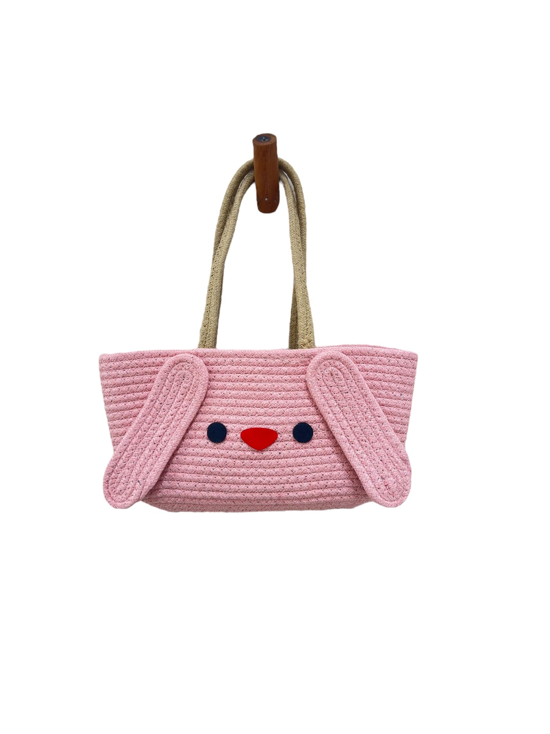DOLCE CASA Jute Cotton Cute Bucket Bag Casual Woven Beach Women Handbag for Vacation - Pink (B0CYCGT6GY) Amazon Price History, Amazon Price Tracker