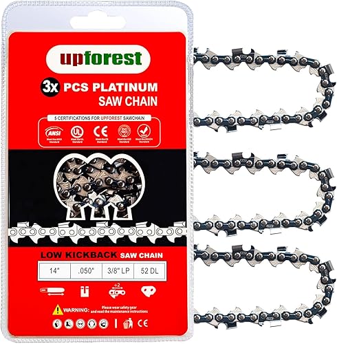 Miniatura 8 de Cadena de motosierra de 24 pulgadas, paquete de 2 unidades, calibre de 0.050 pulgadas, paso de 38 pulgadas, 84 eslabones de transmisión cincel