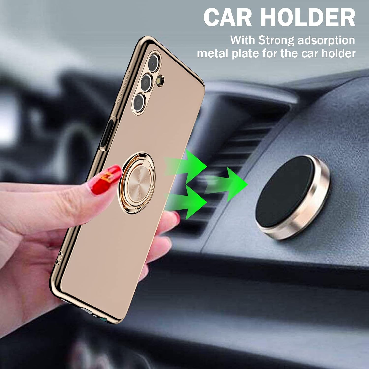 Jasmeas Case Compatible with Samsung Galaxy A13 5G with 2 Screen Protector, with Ring Holder Plating Rose Gold Edge 360° Kickstand Cover Slim Soft Flexible TPU Protective Phone Cases for Women-Pink