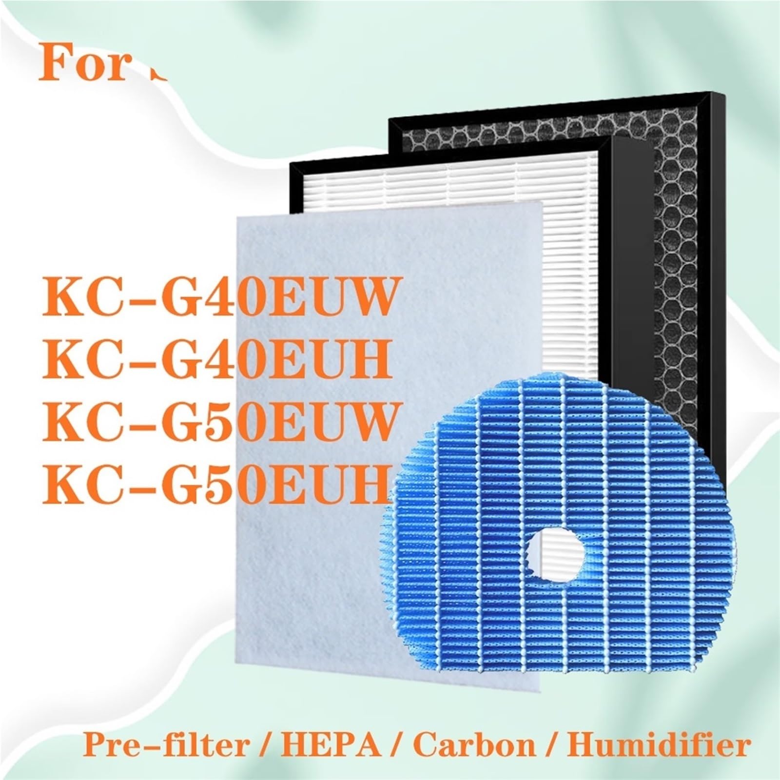 Filtr Hepa H13, Compatible With Sharp, Dla KC-G40EU KC-G40EUW KC-G40EUH KC-G50EU KC-G50EUW KC-G50EUH Oczyszczacz Powietrza Węglowy Filtr Nawilżający(1set and Humidifier)