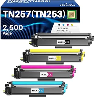 TN253 TN257 Toner Cartridges Compatible for Brother TN-253 TN-257 TN253BK TN257C TN257M TN257Y Use with Brother DCP-L3510C...