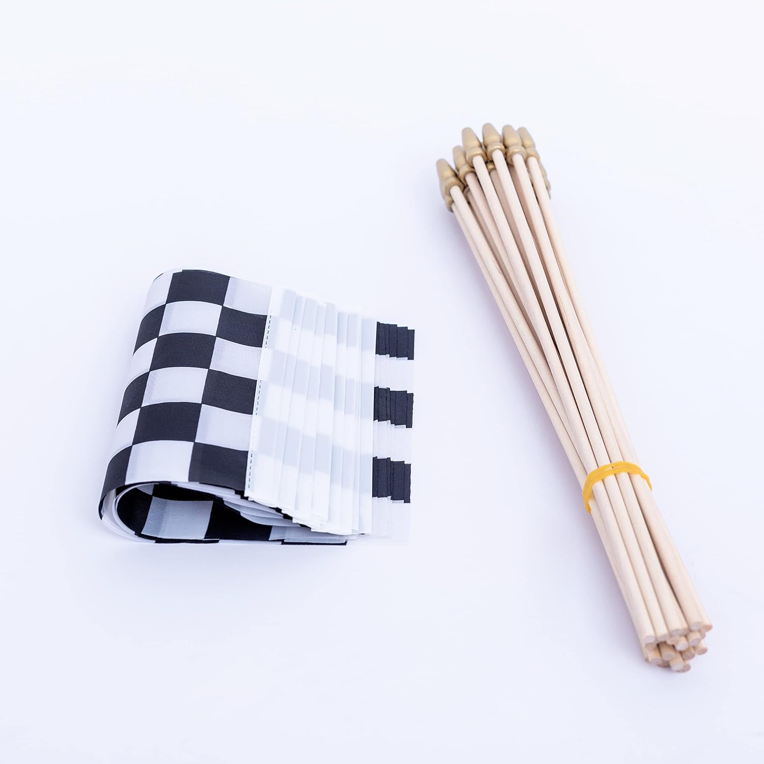 TSMD Checkered Black and White Racing Stick Flag Small Mini Hand Held Race Car Flags Party Decorations, 5x8 Inch,12 Pack image 3