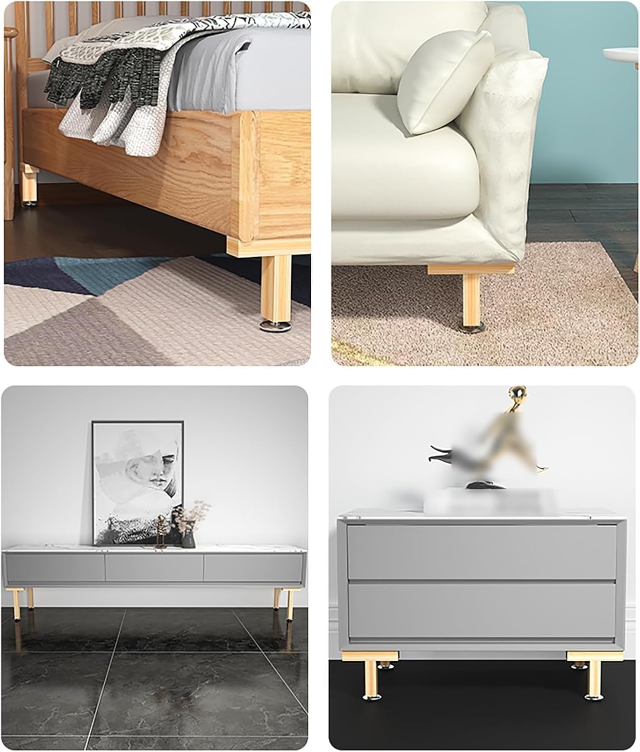 Patas de Muebles Regulables, Patas de Cama atornilladas, Patas de Base de conexión, Patas de Apoyo para Muebles, Altura Regulable hasta 2 cm, 2 Piezas(Size:32-34 cm)