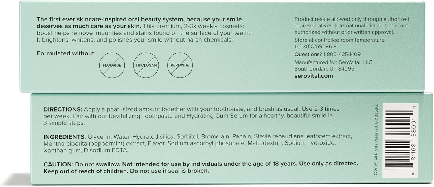 SeroVital Smile Radiant Smile Care Bundle – Nano-Hydroxyapatite Toothpaste, Whitening Polish, Hydrating Gum Serum, with Hyaluronic Acid and Vitamin E – Fluoride-Free, for Sensitive Teeth –– Mint Kiss