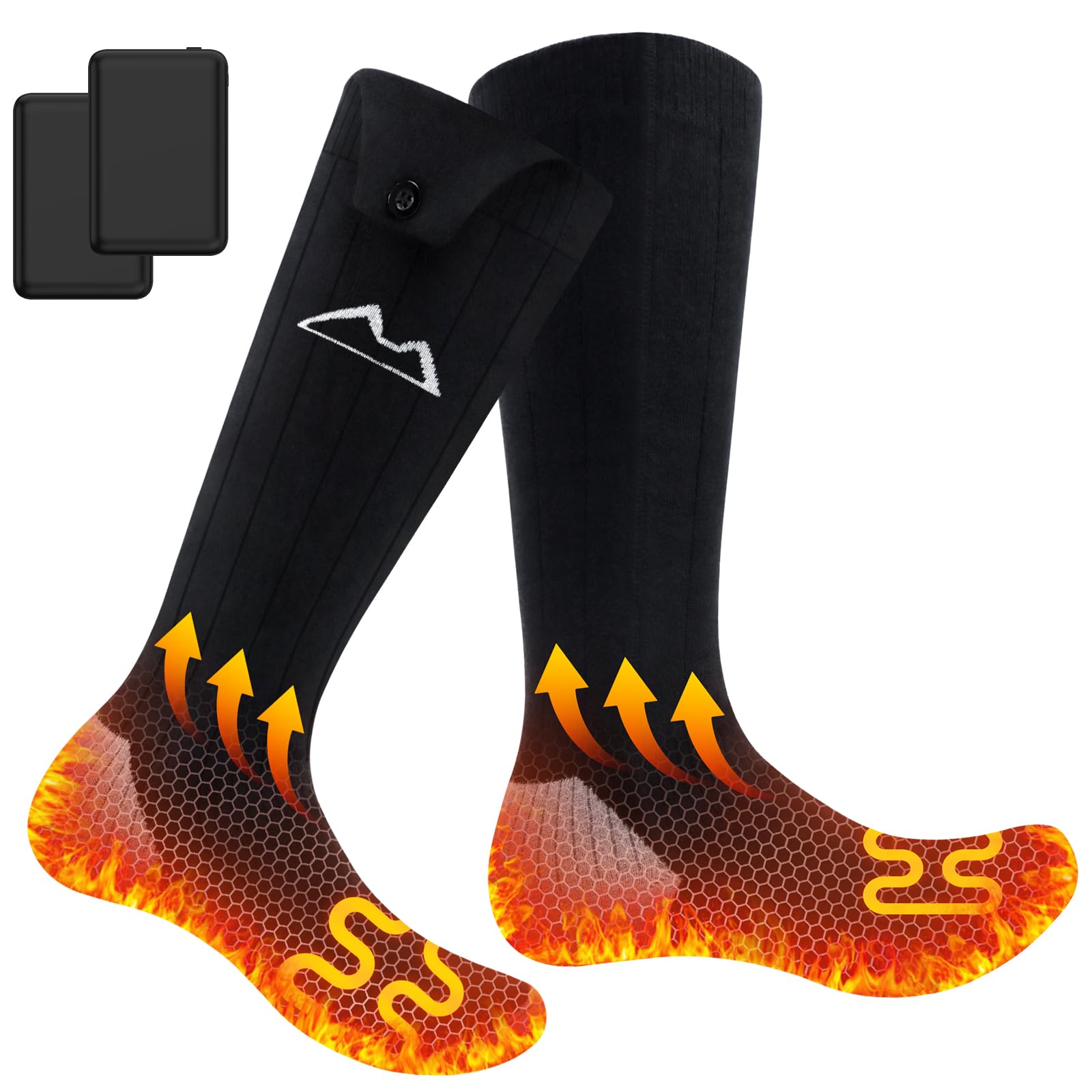 Chaussettes Chauffantes, Chaussette Chauffante Homme Femme,5000mAh Chaussettes Thermiques à Batterie pour Hommes & Femmes, Lavables en Machine, Parfaites pour Chasse, Ski (Taille Unique)