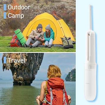 dretec Portable Bidet for Travel, Mini Foldable Handheld, 2 Pressure Options, Electric Sprayer Toilet for Personal Hygiene Cleaning/Soothing