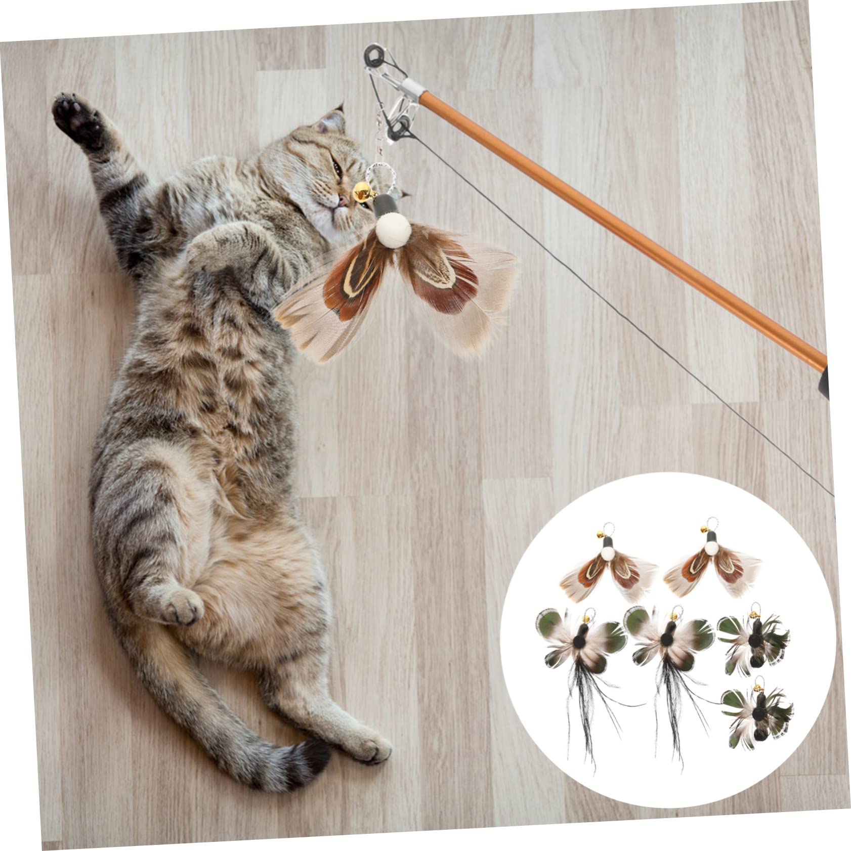 VANZACK Lot De 3 Jouets Interactifs pour Chats Dintérieur Bâtonnets De Recharge pour Chatons Stimulant Linstinct De Chasse 6 Pièces X 3