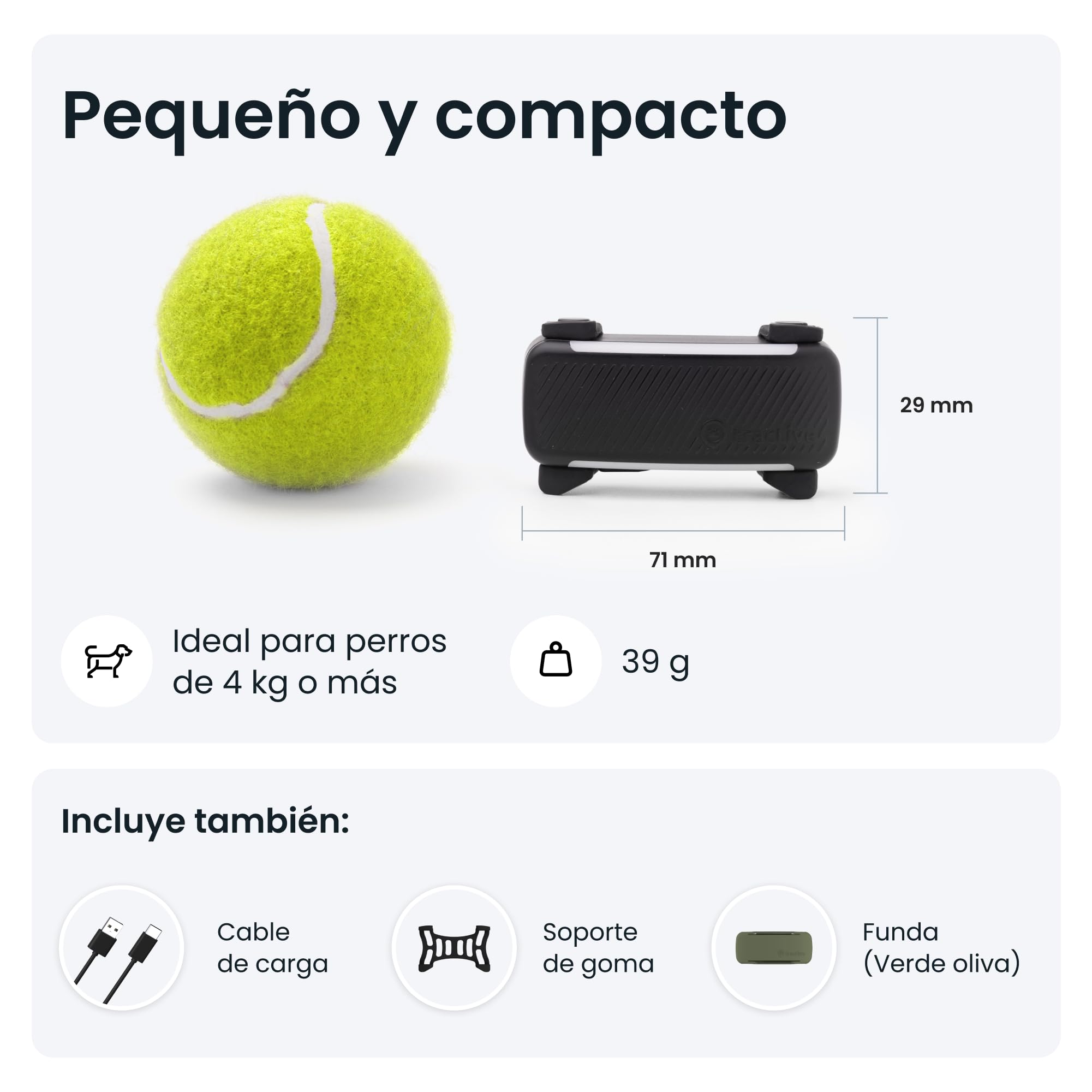 Tractive GPS para Perros Inteligente - Bundle con Funda Verde Oliva | 2025 Edición | Localización GPS en Tiempo Real | Alertas Antifuga y Avisos de Salud | Monitor de Constantes Vitales (Negro)