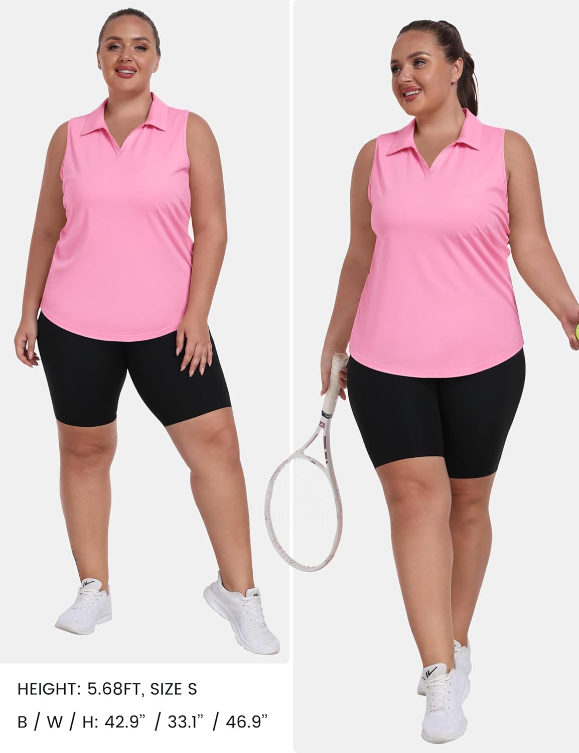 MoFiz Plus Size Sleeveless Tops for Women Stretchy Tennis Pickleball Golf Top Dry Fit Active Racerback Workout Tops Pink 3XL - Image 6