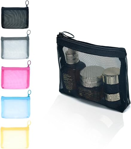 Patu Zipper Mesh Bags, Beauty Makeup Cosmetic Accessories Organizer, Travel Toiletry Kit Set Storage Pouch