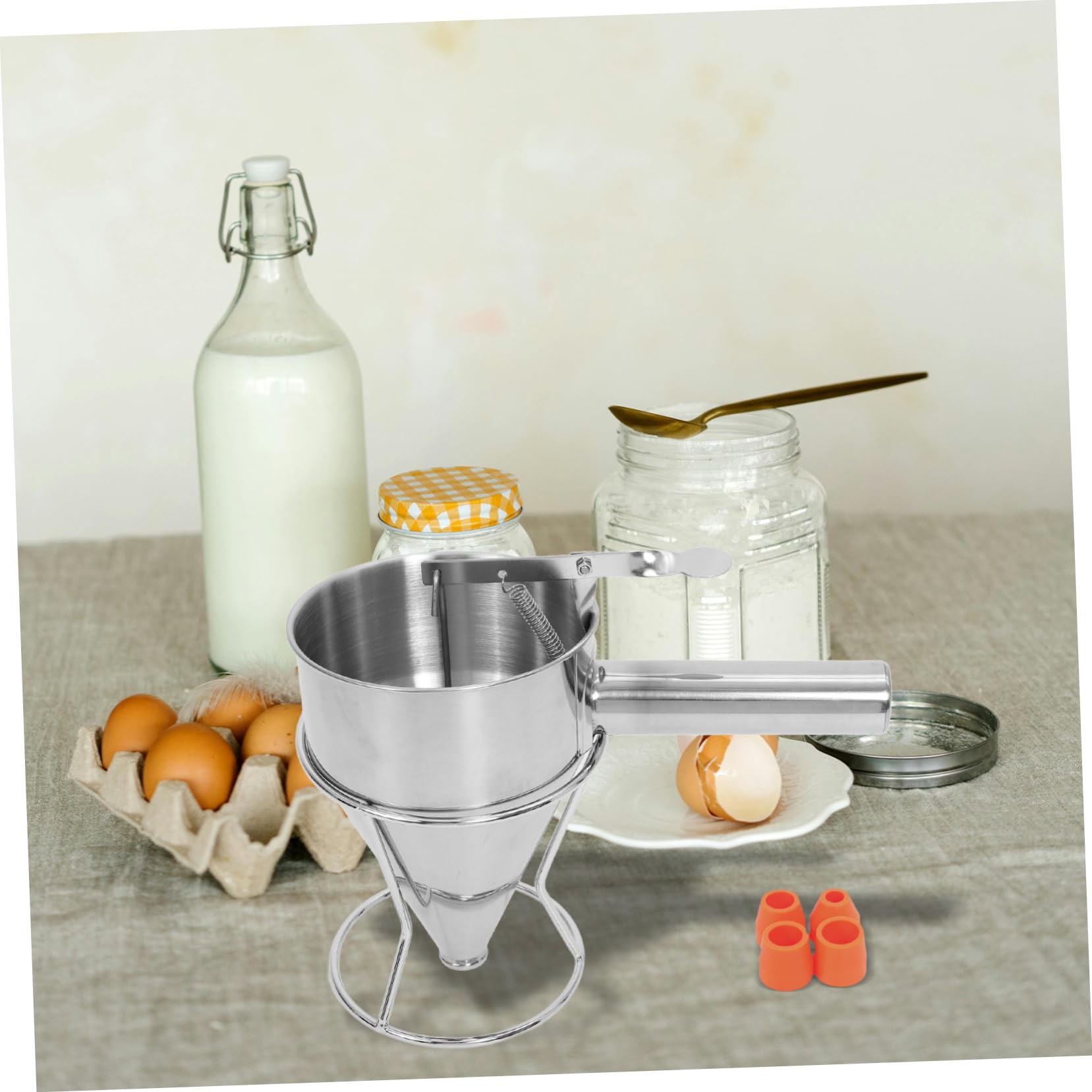 Attrezzo per Strauben in Acciaio Inossidabile Imbuto Conico e Distributore di Impasto Rimovibile per Utensili Cucina Inox e Accessori da Cucina