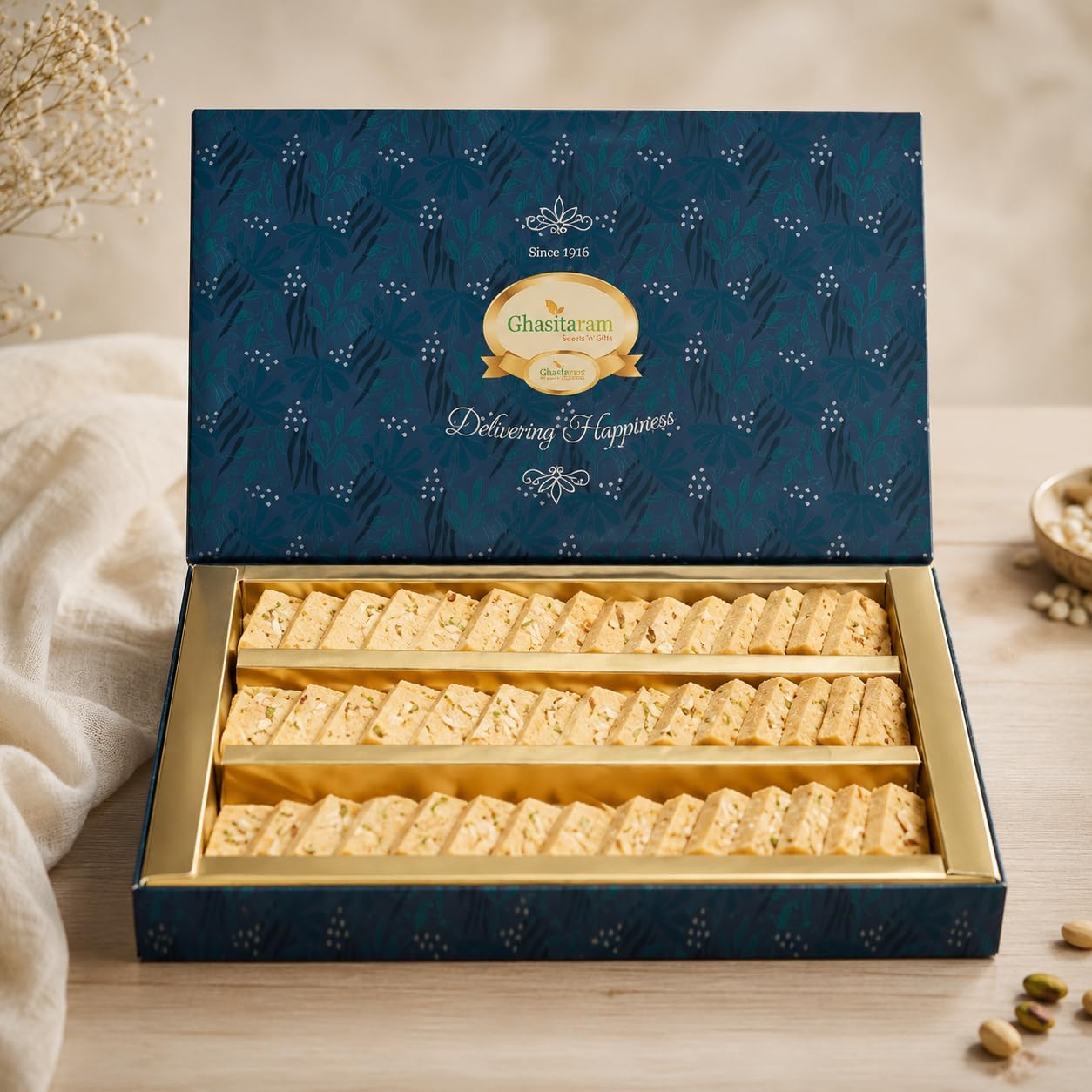 Ghasitaram Gifts Indian Sweets - Sugarfree Sweets Pure Kaju Katlis Box