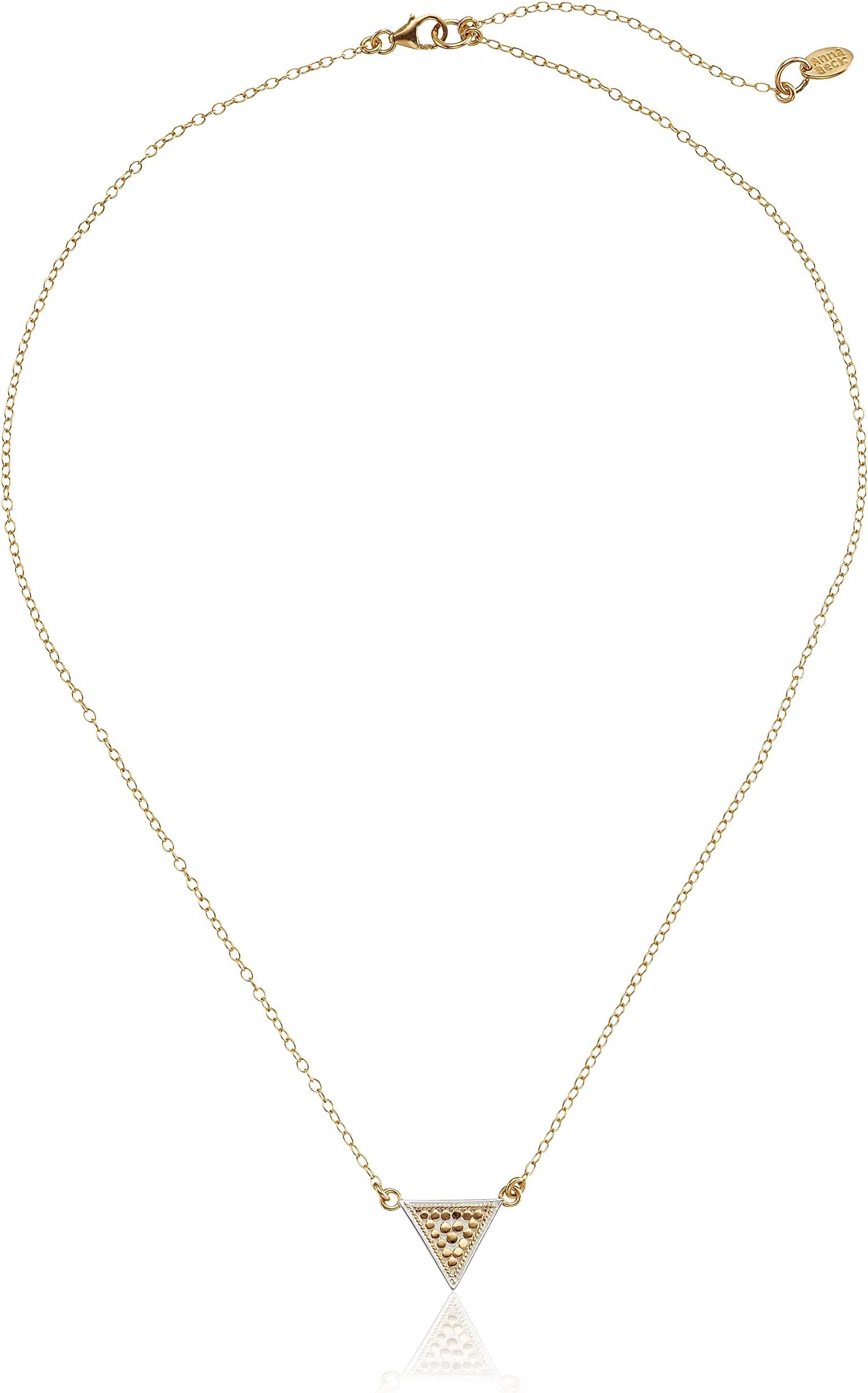 "Gili Divided" Gold Plated Double Sided Triangle Pendant Necklace, 18"